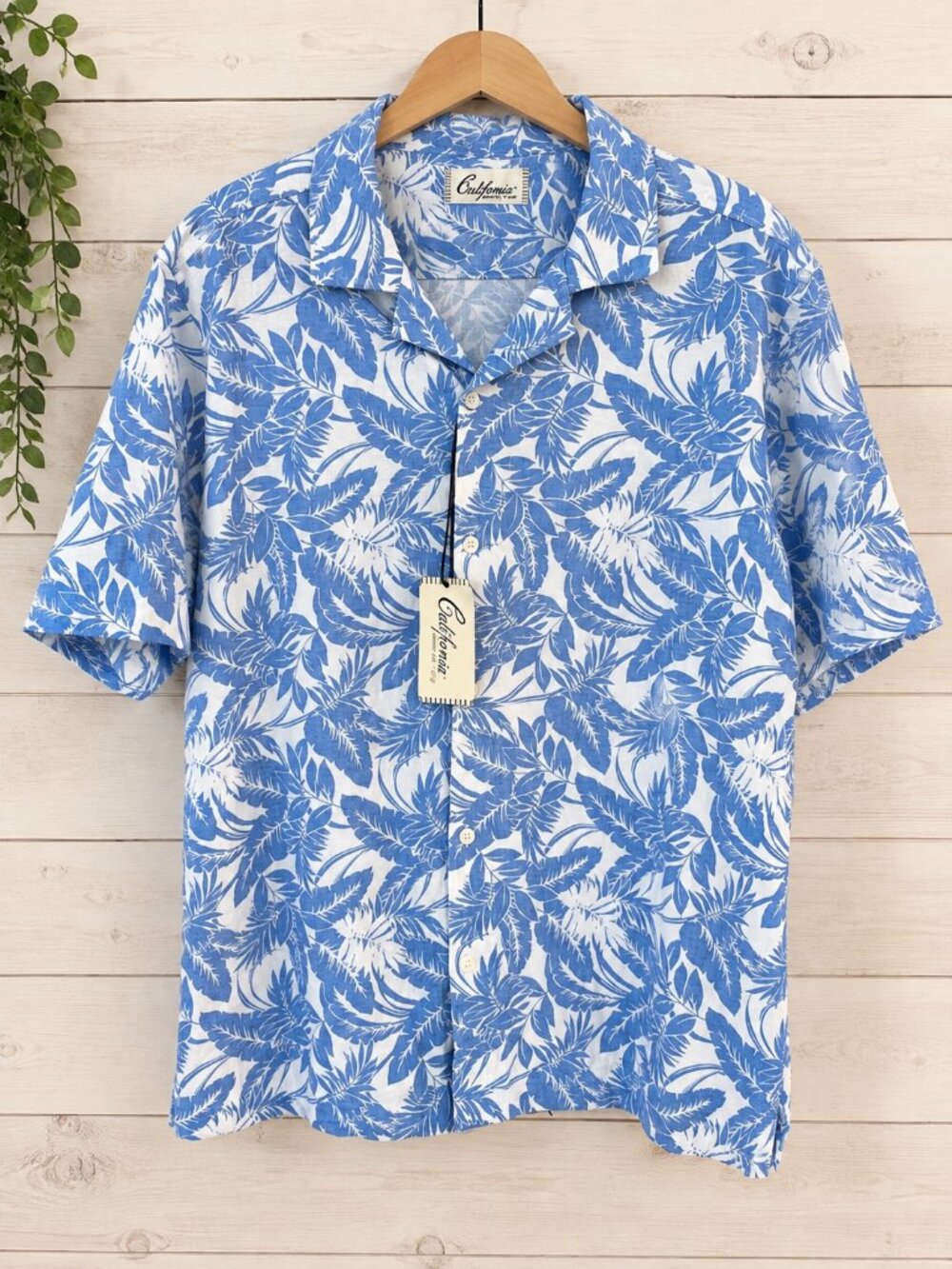 California Shirt Company Men’s Medium Blue Tropical Hawaiian Shirt NWT Cotton
